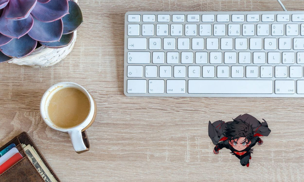 Cute Anime Superman Black Suit Sticker