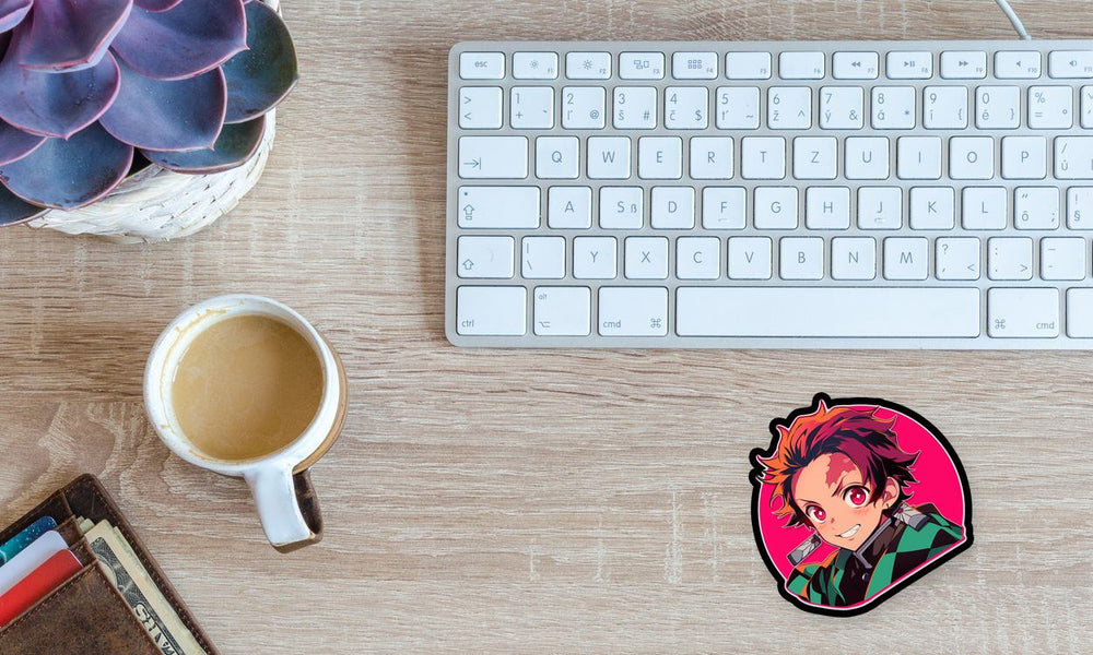 Tanjiro Kamado Neon Anime Demon Slayer Sticker