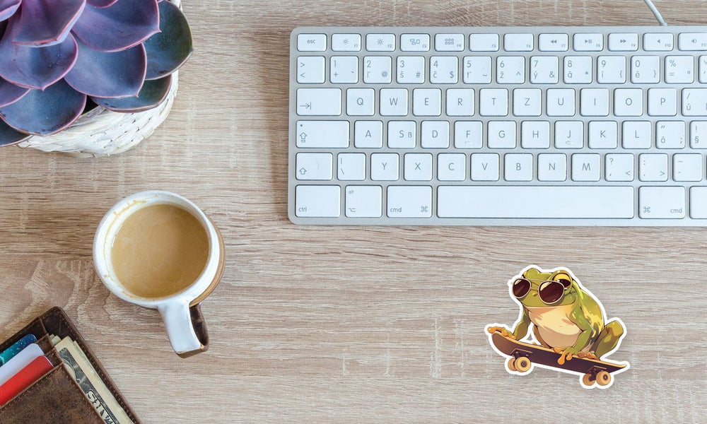 Skateboarding Frog with Sunglasses Sticker