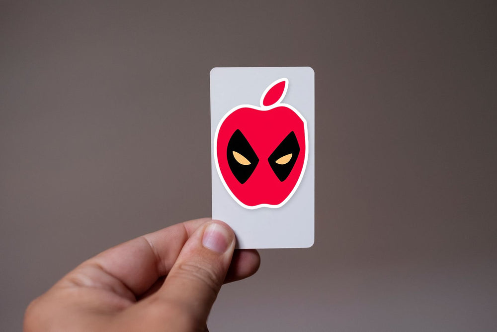 Deadpool Apple Logo Superhero Parody Sticker