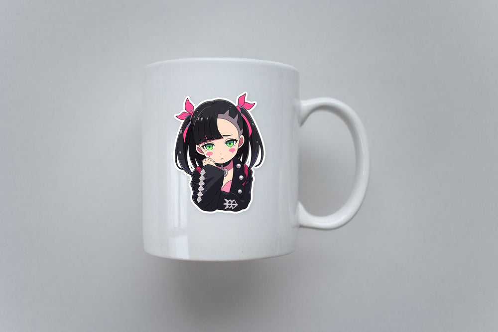Sad Anime Girl with Green Eyes Sticker