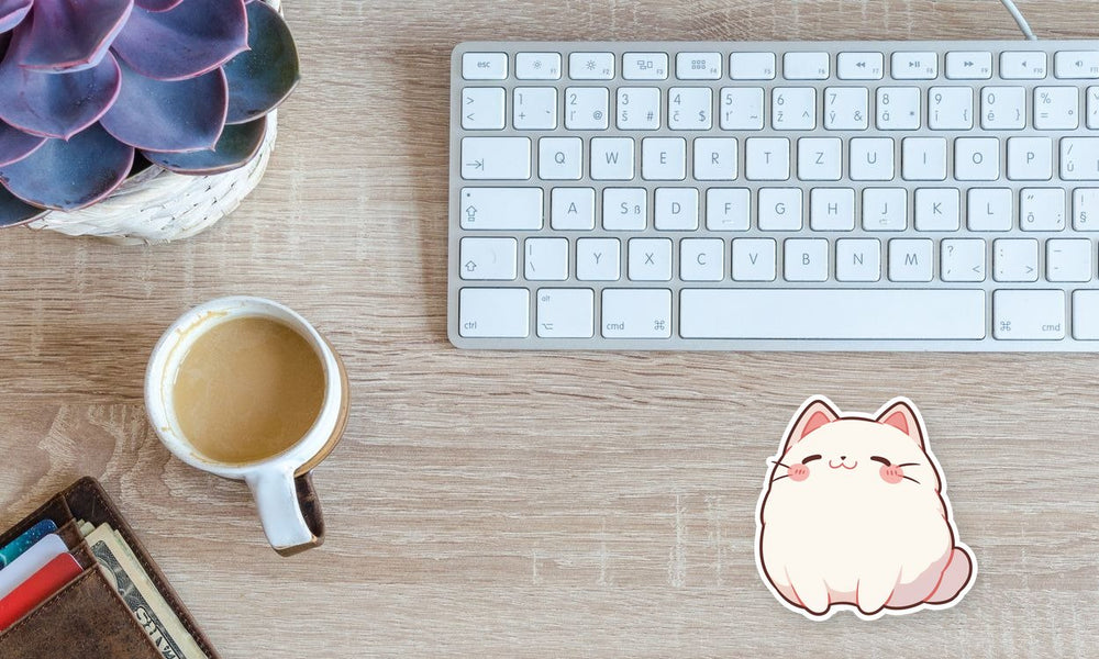 Fluffy White Bongo Cat Sticker