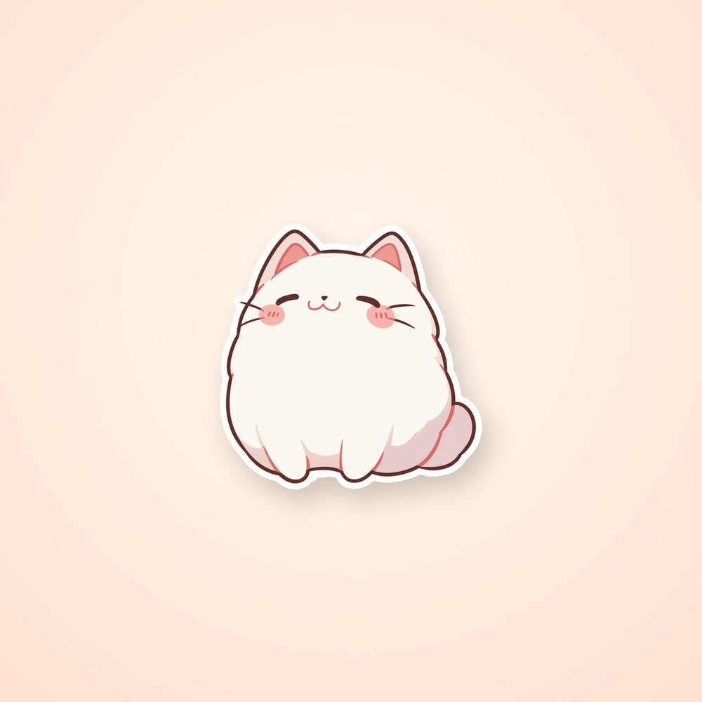 Fluffy White Bongo Cat Sticker