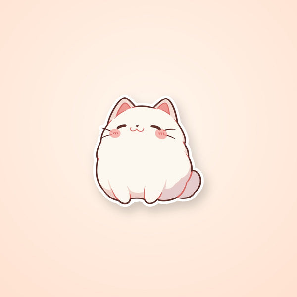 Fluffy White Bongo Cat Sticker