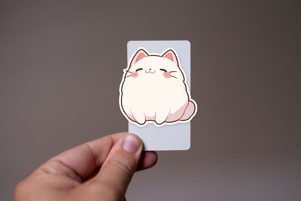 Fluffy White Bongo Cat Sticker