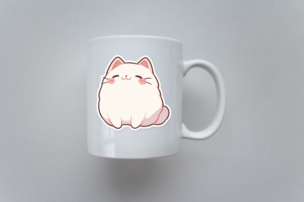 Fluffy White Bongo Cat Sticker