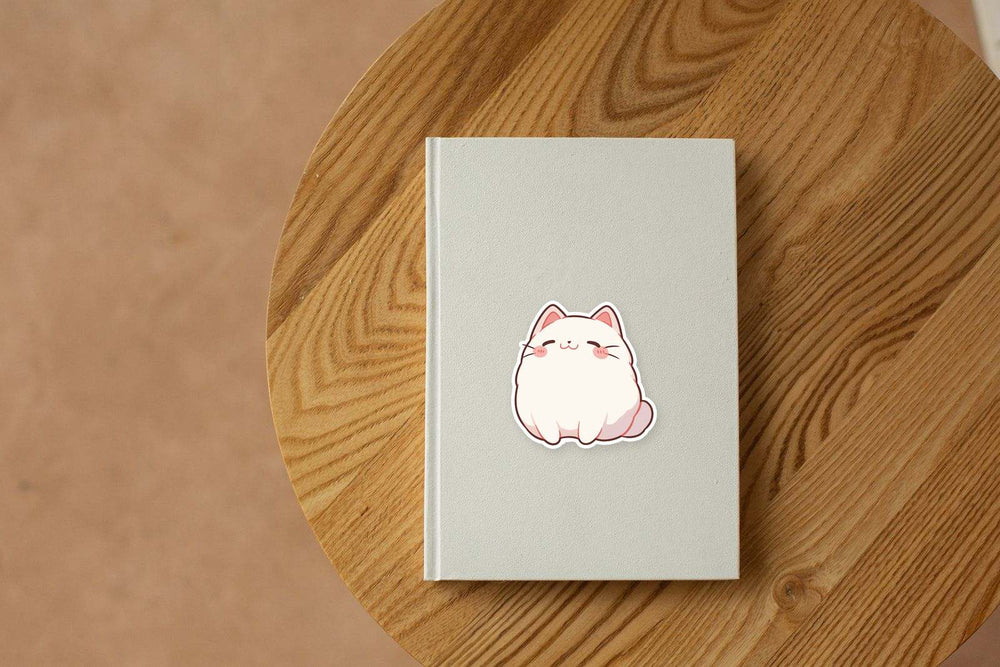 Fluffy White Bongo Cat Sticker