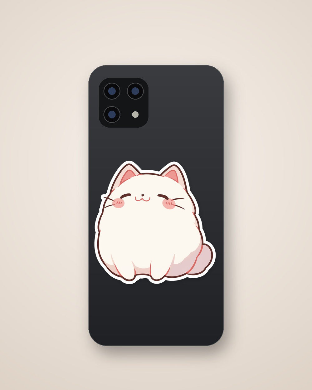 Fluffy White Bongo Cat Sticker