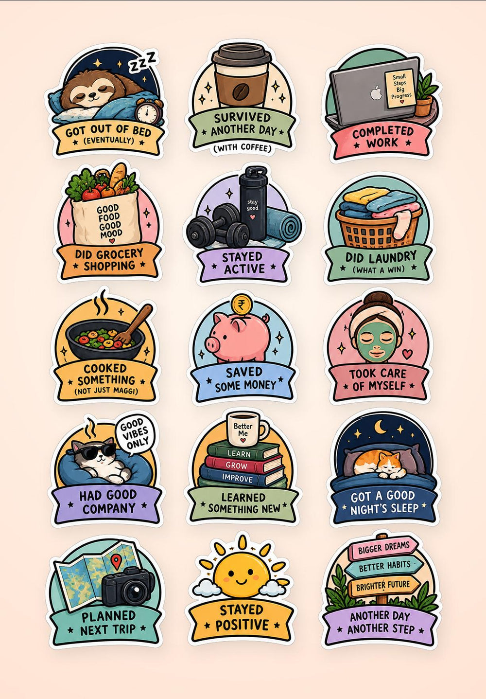 Positive & Motivational Vibes Sticker Pack 1