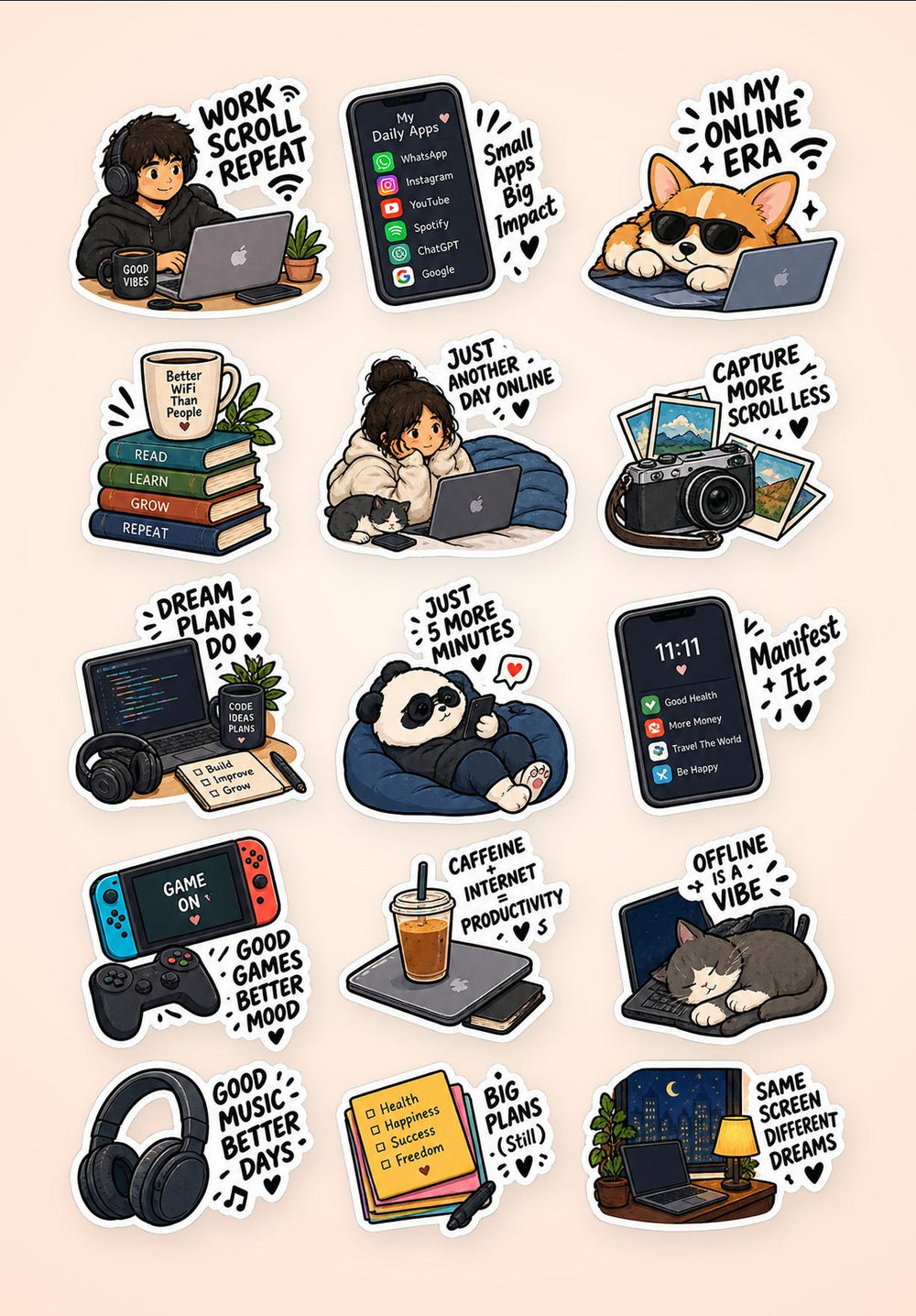 Study & Work Life Sticker Pack 3