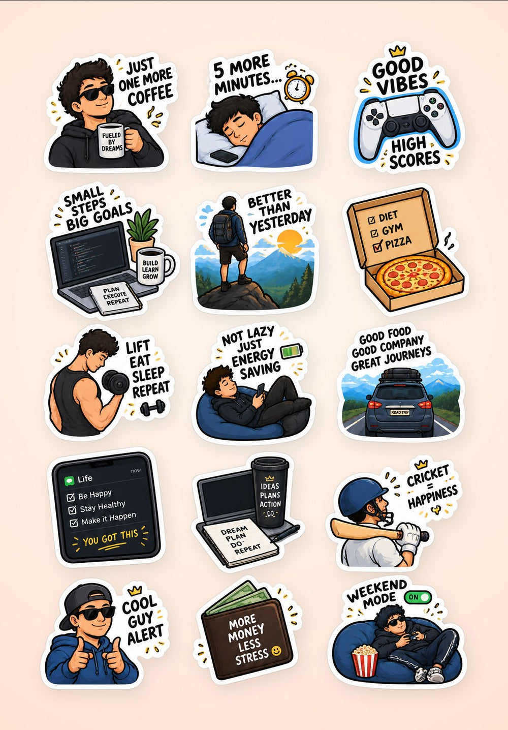 Wellness, Rest & Self-Care Sticker Pack 4